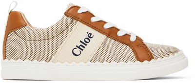 Chloé Kids Brown Lauren Sneakers In Orange