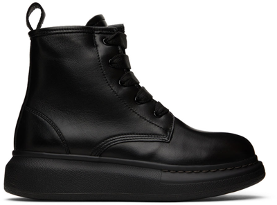 Alexander Mcqueen Kids Black Leather Boots - 10.5 Jnr In 1000 Black/black