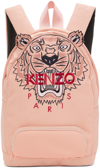Kenzo Kids Pink Tiger Ears Backpack In 471 - Rose Petale