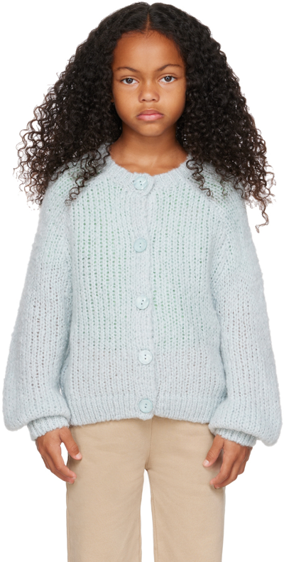 Longlivethequeen Kids Blue Rough Cardigan In 669 Pale Blue