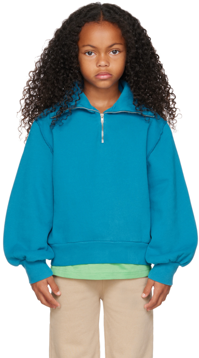 Longlivethequeen Kids Blue Half-zip Sweatshirt In 631 Bright Blue