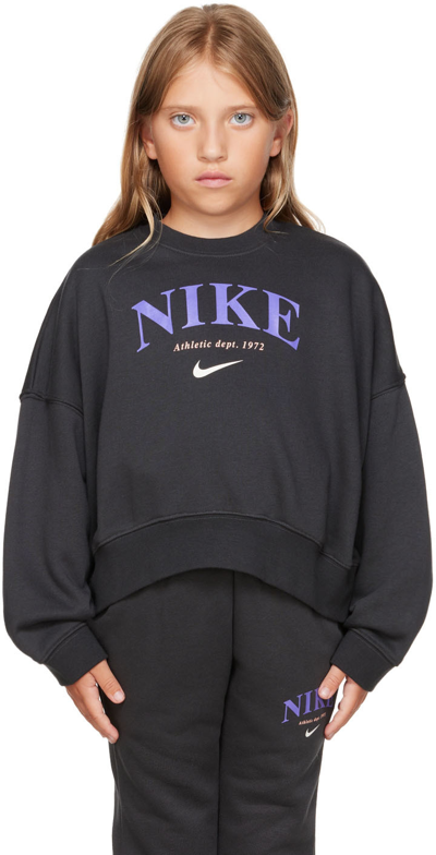 Nike Kids Black Oversized Sportswear Trend Sweatshirt In Off Noir