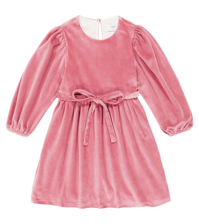 Paade Mode Kids' Velvet Dress In Copenhagen Pink