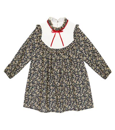 Paade Mode Kids' Floral Cotton Dress In Bingsu Black