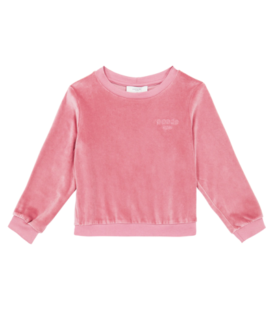 Paade Mode Kids' Velvet Sweatshirt In Copenhagen Pink
