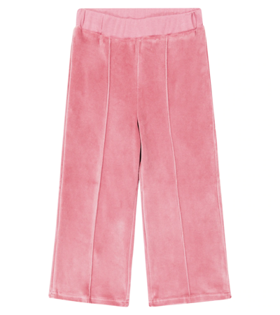 Paade Mode Kids' Velvet Sweatpants In Copenhagen Pink