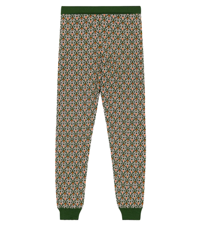 Paade Mode Kids' Patterned Wool-blend Sweatpants In Cannoli Green