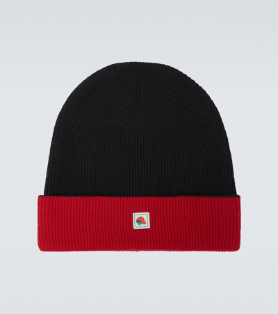 Kenzo Logo-patch Ribbed-knit Beanie In Noir