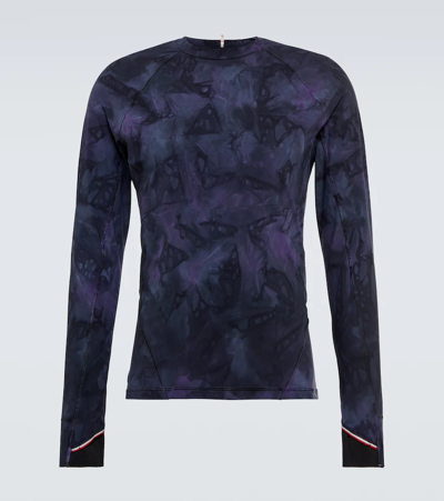 Moncler Grenoble Printed Long Sleeve Jersey T-shirt In Navy
