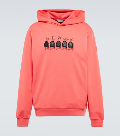 Moncler Printed Cotton Hoodie In 447 Rose