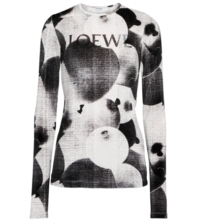 Loewe Printed Velvet Top In Black White