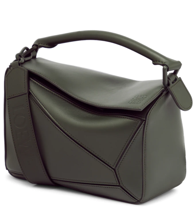 Loewe Puzzle Small Leather Shoulder Bag In Green