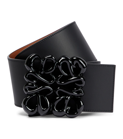 Loewe Inflated Anagram Reversible Belt In Black Tan