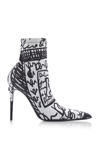Dolce & Gabbana Women's Graffiti-print Jersey Ankle Boots In Black,white