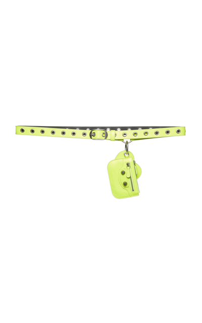 Balenciaga Le Cagole Embellished Crinkled-leather Belt In Fluo Yellow