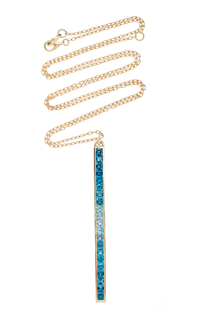 Jane Taylor Matchstick14k Yellow Gold Topaz Necklace In Blue
