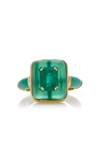 SAUER ALIX 18K YELLOW GOLD EMERALD; AGATE RING