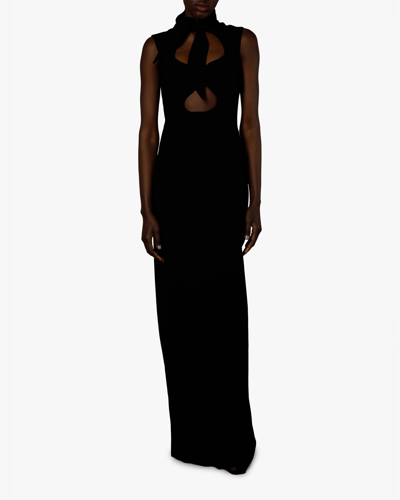 Roksanda Kamaria Tie-neck Cutout Crepe Gown In Black