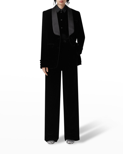 Burberry Runway Single-breasted Velvet Tuxedo Jacket In Black