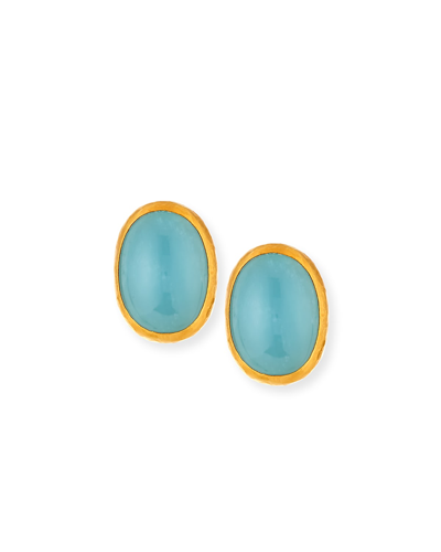 Gurhan Aquamarine Cabochon Button Earrings