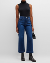 Paige Anessa Dark Blue Cropped Wide-leg Jeans In Dream Weaver