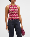 Alice And Olivia Reva Flower Crochet Tank Top In Multi