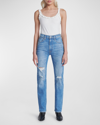 7 FOR ALL MANKIND EASY SLIM DISTRESSED STRAIGHT JEANS