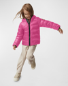 Canada Goose Kid's Crofton Striped Logo Quilted Jacket In Summit Pink - Ros