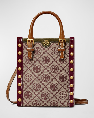 Tory Burch Mini T Monogram Jacquard Studded North-south Tote Bag In ...