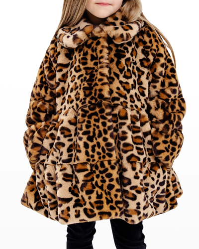 Fabulous Furs Kids' Girl's Cece Faux Leopard Swing Coat