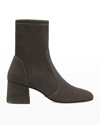 Stuart Weitzman Sleek Suede 60 Sock Bootie In Slate