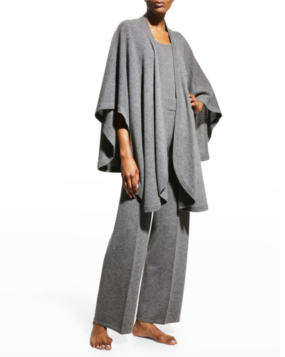 Neiman Marcus Open-front Cashmere Cape Shawl In Heather Grey
