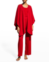 Neiman Marcus Open-front Cashmere Cape Shawl In Red