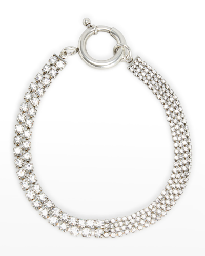 Isabel Marant Split Crystal Chain Necklace In Silver