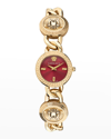 VERSACE 26MM STUD ICON BRACELET WATCH, GOLD/RED