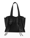 Chloé Mony Large Whipstitch Leather Tote Bag In Noir