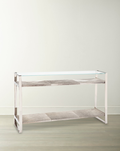 Regina Andrew Andres Hair On Hide Console Table, Nickel