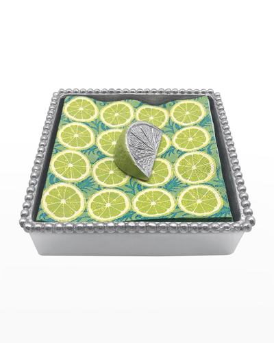 Mariposa Green Lime Wedge Beaded Napkin Box Set