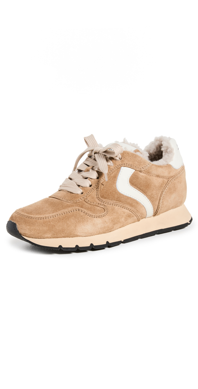 Voile Blanche Julia Pump Shearling Trainers In Tobacco Ice