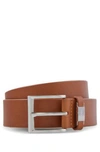 Hugo Boss Italian-leather Belt With Logo Keeper And Brushed Hardware In Brown