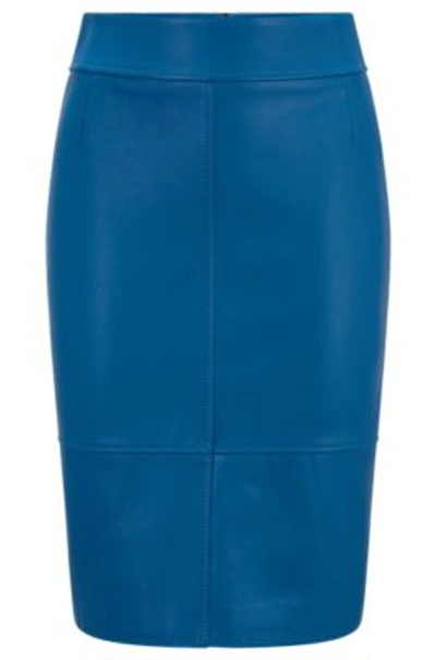 Hugo Boss Regular-fit Pencil Skirt In Leather- Light Blue Women's Skirts Size 0