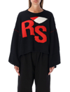 Raf Simons Black Cropped Logo Sweater In Black