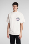 Enterprise Japan S/s State Of Alert Cream Cotton T-shirt With Back Graphic And Slogan In Beige