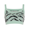 Alessandra Rich Cropped Embellished Zebra-jacquard Mohair-blend Top In Mint