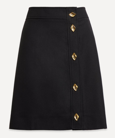 Ganni Summer Noir A-line Black Viscose Skirt With Buttons Woman
