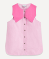 Ganni Block Cotton Poplin Sleeveless Shirt In Phlox Pink
