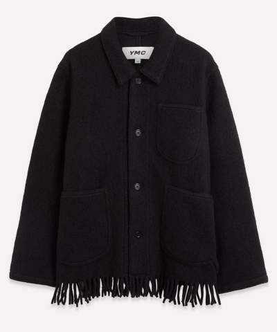 Ymc You Must Create Labour Fringed Wool-blend Jacket In Black