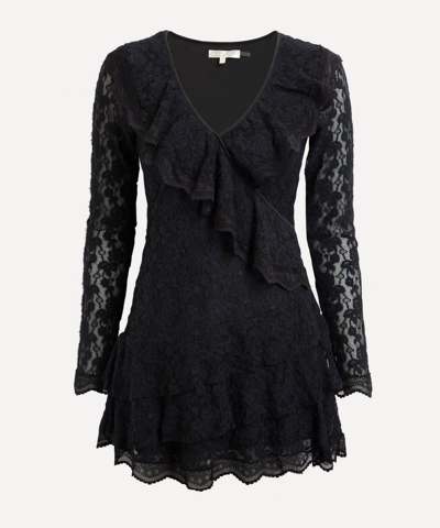 Loveshackfancy Athala Mini Lace Ruffle Dress In Black