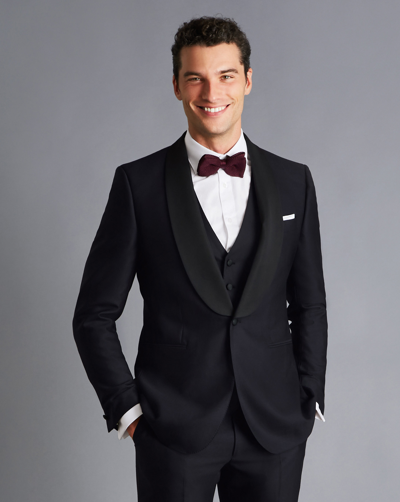 Charles Tyrwhitt Shawl Lapel Dinner Suit Wool Jacket In Blue