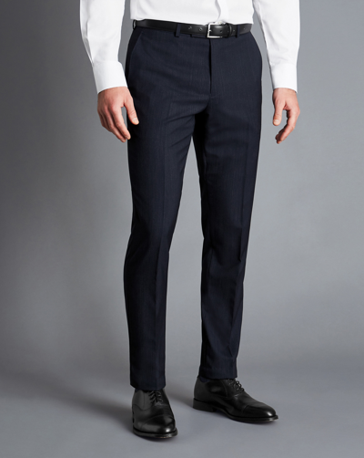 Charles Tyrwhitt Melange Pinstripe Suit Trousers In Blue
